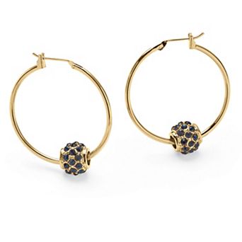 Simulated Birthstone Goldtone Bead Hoop Earrings