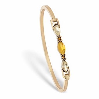 Canary Yellow and Champagne Marquise-Cut Crystal Goldtone Bangle Bracelet 7"