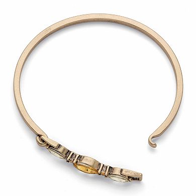 Canary Yellow and Champagne Marquise-Cut Crystal Goldtone Bangle Bracelet 7"