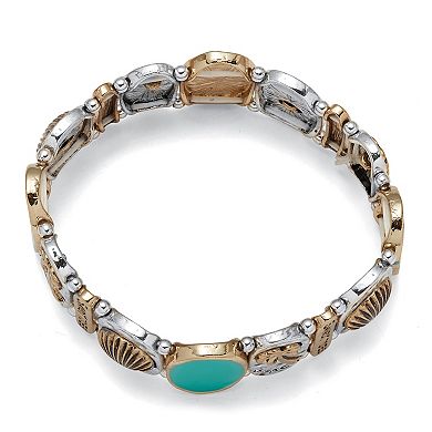 Enamel Sandy Toes PalmBeach Stretch Bracelet in Silvertone