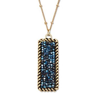 Blue Druzy Style Crystal Goldtone Pendant Necklace 18"-20"