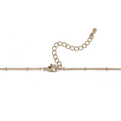Blue Druzy Style Crystal Goldtone Pendant Necklace 18"-20"