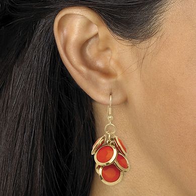 Orange Bib Necklace and Cluster Earrings Set in Yellow Goldtone