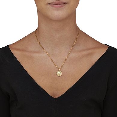 Crystal Gold Ion-Plated Stainless Steel Starburst Pendant, 18 Inches