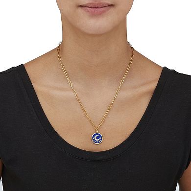 Crystal Celestial Moon Gold Ion-Plated Stainless Steel Pendant, 19 Inches