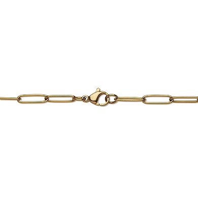 Crystal Celestial Moon Gold Ion-Plated Stainless Steel Pendant, 19 Inches