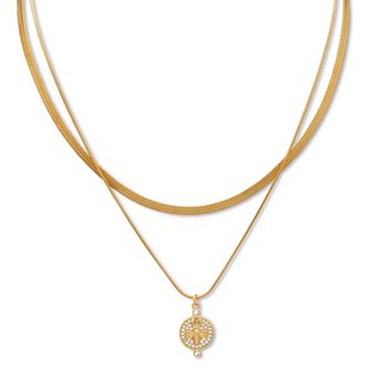 Crystal Pave Dragonfly Multistrand Goldtone Necklace, 16 in