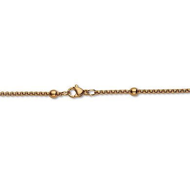 Gold Ion-Plated Stainless Steel Beaded Chain Necklace, 24 Inches