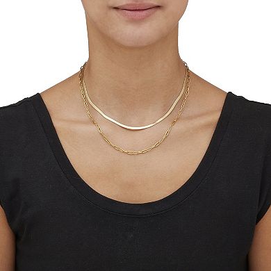 Yellow Gold Ion-Plated Multistrand Layered Necklace, 16 Inches
