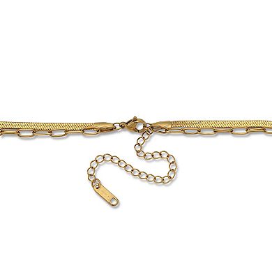 Yellow Gold Ion-Plated Multistrand Layered Necklace, 16 Inches