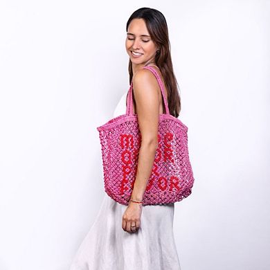 More Amor Por Favor Woven Jute Tote