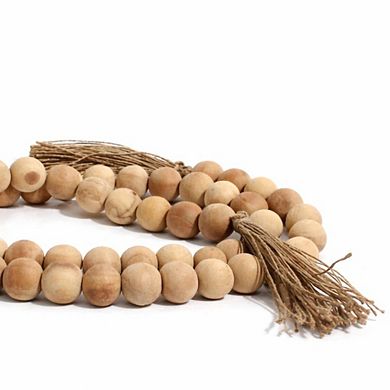Farmhouse Wooden Beads With Jute Tassels