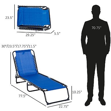 Foldable 4-Position Outdoor Chaise Lounge Chair
