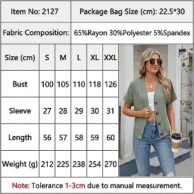 Women's Short Sleeve V Neck Tops Casual Button Down Summer T Shirts Basic Ladies Tees