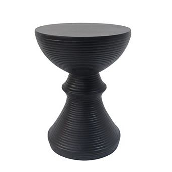 Rustic Faux Wood Ribbed Concrete Accent Table For Cozy Family Rooms And Outdoor Decks