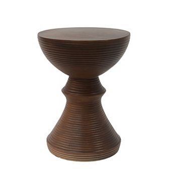 Rustic Faux Wood Ribbed Concrete Accent Table For Cozy Family Rooms And Outdoor Decks