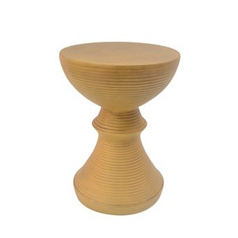 Rustic Faux Wood Ribbed Concrete Accent Table For Cozy Family Rooms And Outdoor Decks