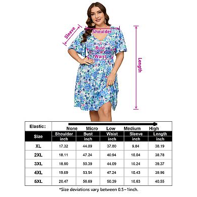Women's Plus Size Short Sleeve V-Neck Midi Dress