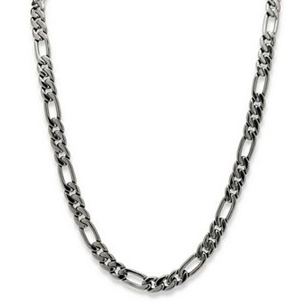 Men's Figaro-Link 10.5 mm Chain Necklace Black Rhodium-Plated 30"