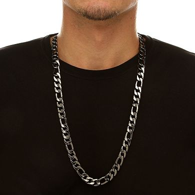 Men's Figaro-Link 10.5 mm Chain Necklace Black Rhodium-Plated 30"