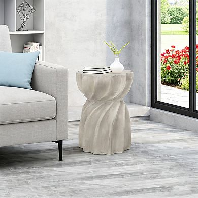 Modern Magnesium Oxide Lightweight Concrete Twisted Sunburst Indoor and Patio Side Table