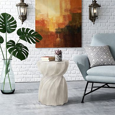 Modern Magnesium Oxide Lightweight Concrete Twisted Sunburst Indoor and Patio Side Table