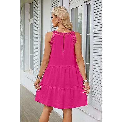 Women's Sleeveless A Line Hollow Out Summer Midi Dress