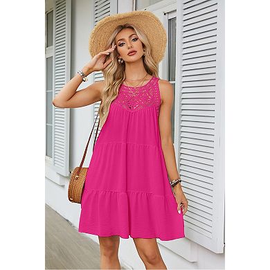 Women's Sleeveless A Line Hollow Out Summer Midi Dress