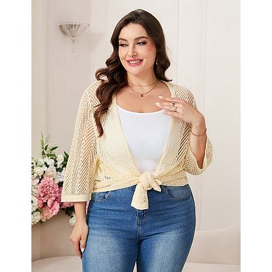 Women's Plus Size Open Front Knit Cardigan Sweater