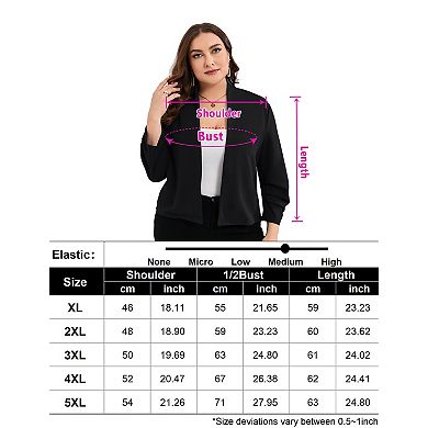 Women's Plus Size Open Front Long Sleeve Blazer