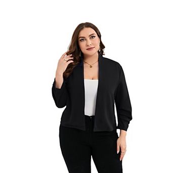 Women's Plus Size Open Front Long Sleeve Blazer