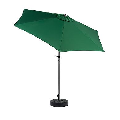 9FT Patio Umbrella Push Button Tilt Crank 6 Ribs