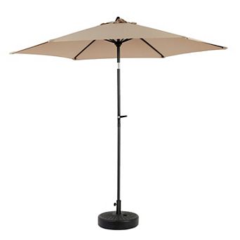 9FT Patio Umbrella Push Button Tilt Crank 6 Ribs