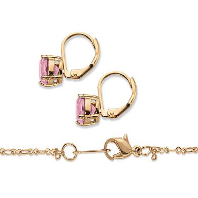 Simulated Birthstone Goldtone Earring & Necklace Set 18"