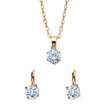 Simulated Birthstone Goldtone Earring & Necklace Set 18"