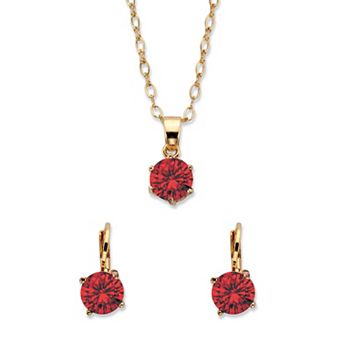 Simulated Birthstone Goldtone Earring & Necklace Set 18"