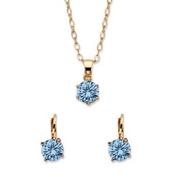 Simulated Birthstone Goldtone Earring & Necklace Set 18"