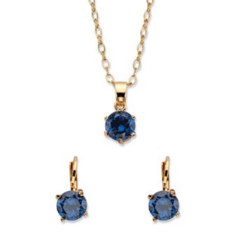 Simulated Birthstone Goldtone Earring & Necklace Set 18"