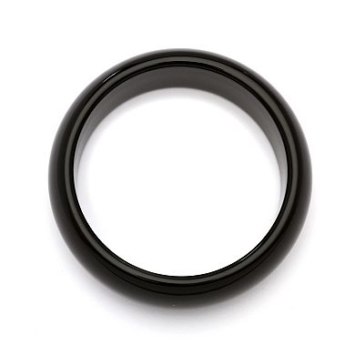 Genuine Black Agate Bangle Bracelet 8.5 Inches