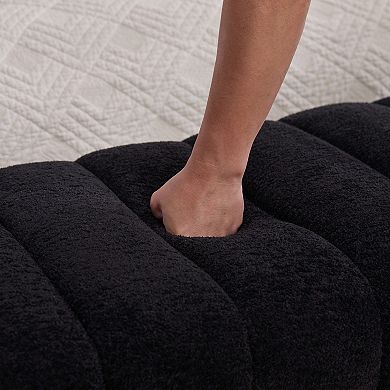 BAOURE Contemporary Chenille Upholstered Channel Tufted Armless Bedroom And Entry Bench