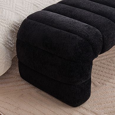 BAOURE Contemporary Chenille Upholstered Channel Tufted Armless Bedroom And Entry Bench