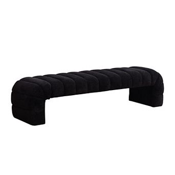 BAOURE Contemporary Chenille Upholstered Channel Tufted Armless Bedroom And Entry Bench