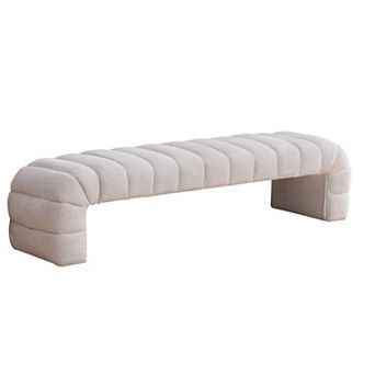 BAOURE Contemporary Chenille Upholstered Channel Tufted Armless Bedroom And Entry Bench