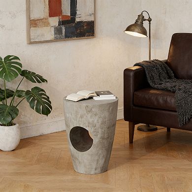 Magnesium Oxide Concrete Drum Side Table with Round Top and 200 lb Capacity