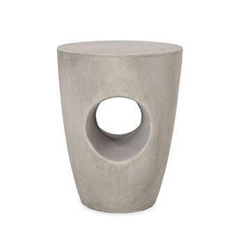 Magnesium Oxide Concrete Drum Side Table with Round Top and 200 lb Capacity
