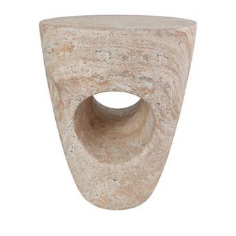 Magnesium Oxide Concrete Drum Side Table with Round Top and 200 lb Capacity