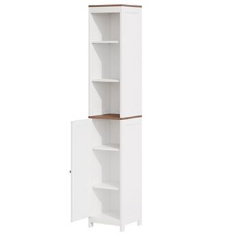 White Wood 67-Inch Tall Bathroom Storage Cabinet with Reversible Door and Adjustable Shelves