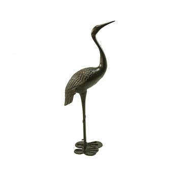 Sunny Outdoor 43-Inch Rust-Proof Cast Aluminum Upright Crane Garden Statue, Antique Bronze