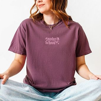Embroidered Mother Hood Butterflies - Women's Garment Dyed Graphic T-Shirt
