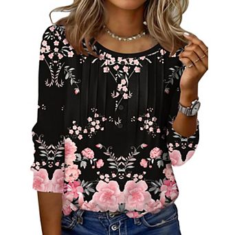 Zeagoo Women s Casual Crew Neck Tops Basic Tees, Business Work Blouses for Beach Vacation